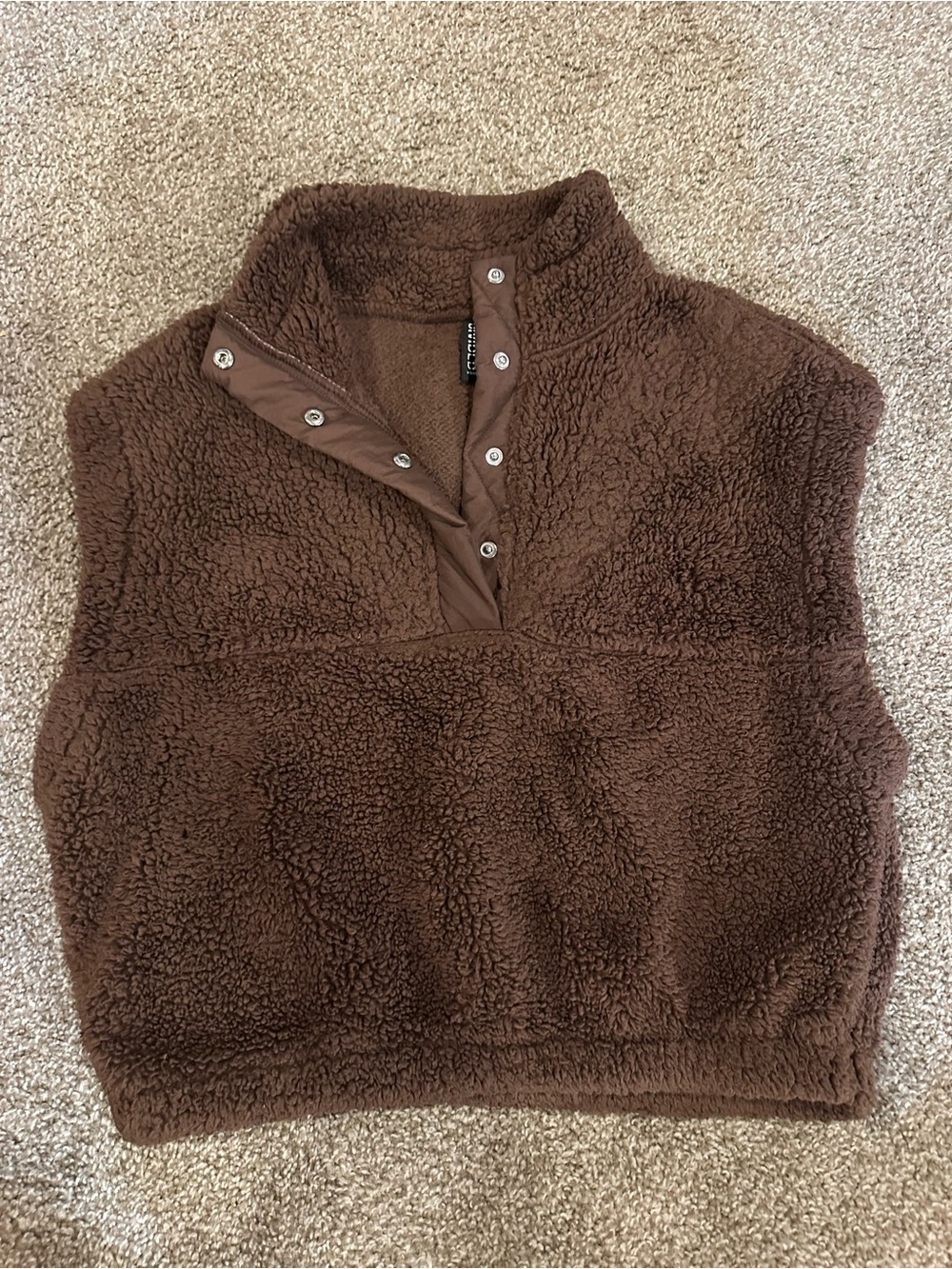 H&M Brown Sherpa Snap-Front Vest